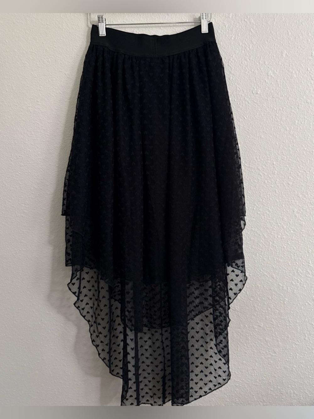 High low lace overlayed flowy skirt. Whimsy goth festival boho